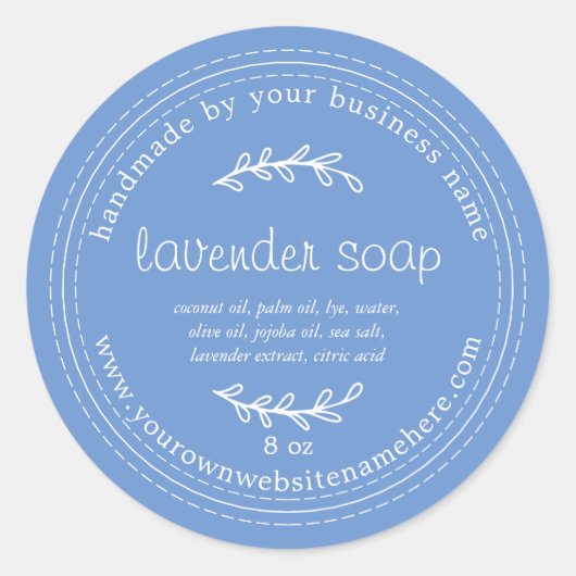 Rustige handgemaakte lavendel - maïskornenbloembla ronde sticker (Voorkant)