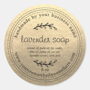 Rustige handgemaakte lavendel Soap Gold Ronde Sticker