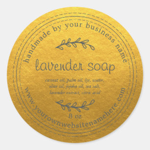 Rustige handgemaakte lavendel Soap Gold Ronde Sticker