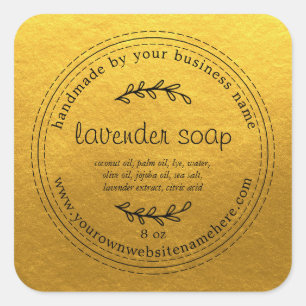 Rustige handgemaakte lavendel Soap Gold Vierkante Sticker