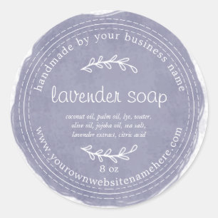 Rustige handgemaakte lavendel Waterverf Blauw Ronde Sticker