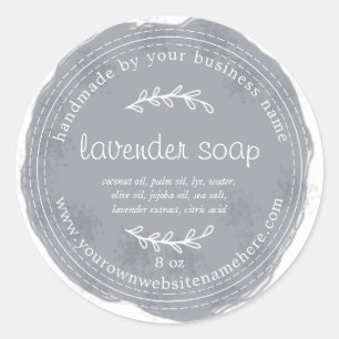 Rustige handgemaakte lavendel Waterverf donkerblau Ronde Sticker