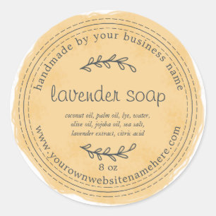 Rustige handgemaakte lavendel Waterverf Geel Ronde Sticker