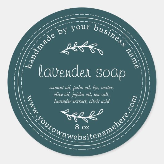 Rustige handgemaakte lavender Soap Deep Blauwgroen Ronde Sticker (Voorkant)