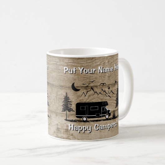 Rustige Happy Camper Class C RV Custom Coffee Mok (Voorkant rechts)