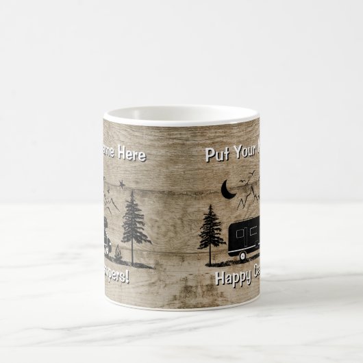 Rustige Happy Camper Class C RV Custom Coffee Mok (Center)