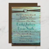 Rustige hark turkooizen bruiloft nodigt uit kaart (Voorkant / Achterkant)