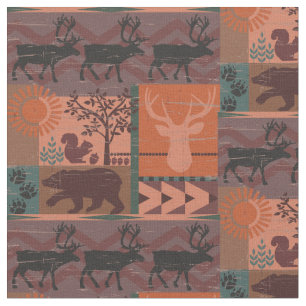 Rustige Herfst afdrukken met dieren Stof