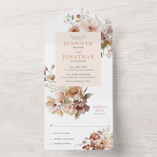 Rustige Herfst, allemaal in één bruiloft All In One Uitnodiging (Binnen)