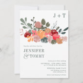 Rustige herfst bogundy groene bloemetjesfotobruilo kaart (Voorkant)