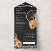 Rustige Herfst Boho Pompoen Zwarte Baby Shower All In One Uitnodiging (Binnen)