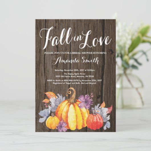 Rustige Herfst Bridal Shower-uitnodiging Kaart (Staand voorkant)