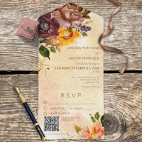 Rustige Herfst Burgundy Yellow Floral Yellow QR-co
