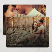 Rustige Herfst Filter Gold Script voor- en achterf Save The Date (Voorkant / Achterkant)