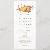 Rustige Herfst Floral Pumpkin Wedding Gold Programma (Voorkant)