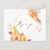 Rustige Herfst Floral Pumpkin Wedding Gold RSVP Briefkaart (Voorkant)