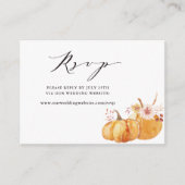 Rustige Herfst Floral Pumpkin Wedding Website RSVP Informatiekaartje (Voorkant)