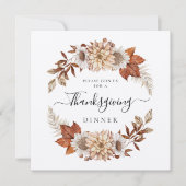 Rustige Herfst Floral Thanksgiving Dinner Square Kaart (Voorkant)