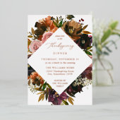Rustige Herfst Floral Thanksgiving S2 Folie Uitnodiging (Staand Voorkant)