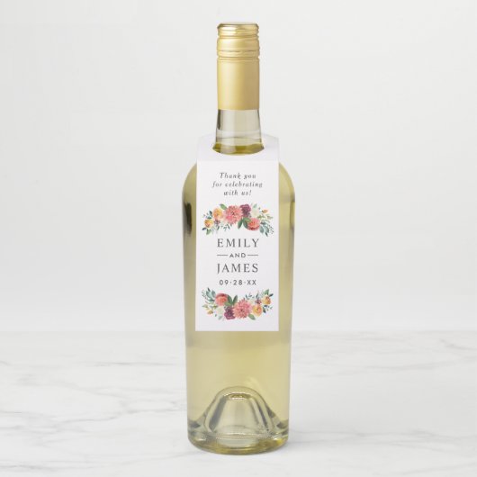 Rustige Herfst Floral Wedding Monogram Dank je Flessenhanger (Op fles)