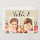 Rustige Herfst Floral Wedding Photo Table Number Kaart (Voorkant)