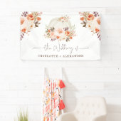 Rustige Herfst Floral White Pumpkin Wedding Party Spandoek (Insitu)