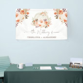 Rustige Herfst Floral White Pumpkin Wedding Party Spandoek (Beurs)