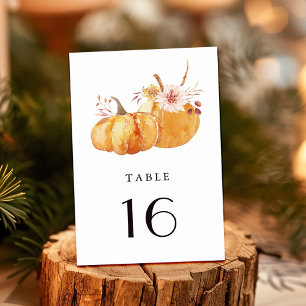 Rustige Herfst Gold Floral Pumpkin Wedding Kaart