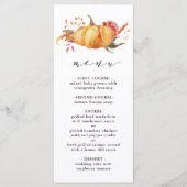 Rustige Herfst Gold Floral Pumpkin Wedding Menu (Voorkant)