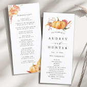 Rustige Herfst Gold Floral Pumpkin Wedding Programma