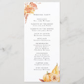 Rustige Herfst Gold Floral Pumpkin Wedding Programma (Achterkant)