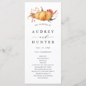 Rustige Herfst Gold Floral Pumpkin Wedding Programma (Voorkant)