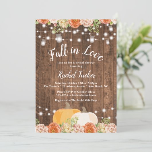 Rustige Herfst in Love Mason Jar Lights Vrijgezell Kaart (Staand voorkant)