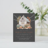 Rustige Herfst Land Barn String Lights Wedding Briefkaart (Staand voorkant)