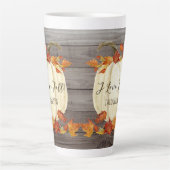 Rustige Herfst Leaf Foliage White Pumpkin Name  Latte Mok (Voorkant)