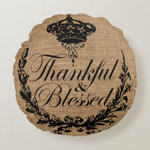 rustige herfst najaar Thanksgiving dankjewel gezeg Rond Kussen