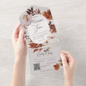 Rustige Herfst Neutrale Wreator Grey QR Code All In One Uitnodiging (Afscheurbaar)