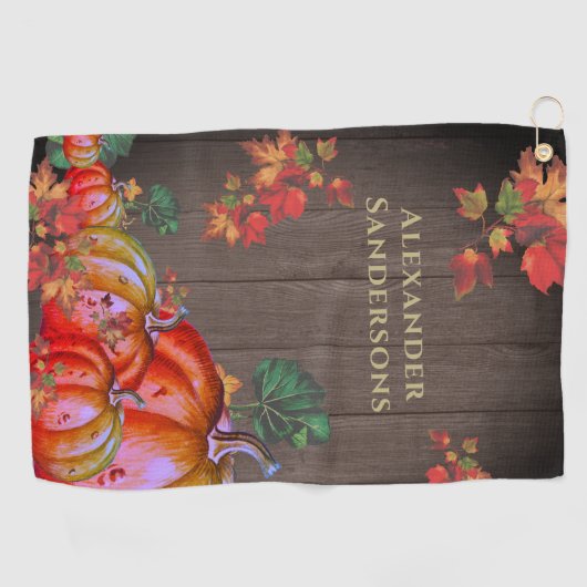Rustige Herfst Oranje pompoen Golfhanddoek (Horizontaal)