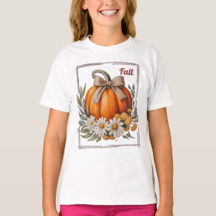 Rustige herfst pompoen jute boog madeliefjes oogst t-shirt