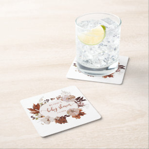 Rustige herfst pompoenen vierkante kartonnen onderzetter