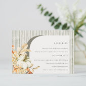 Rustige Herfst Pumpkin Arch Floral Wedding Recepti Informatiekaartje (Staand voorkant)