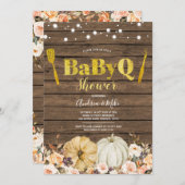Rustige Herfst Pumpkin BabyQ Baby shower Uitnodigi Kaart (Voorkant / Achterkant)