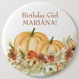Rustige Herfst Pumpkin Birthday Party Ronde Button 6,0 Cm