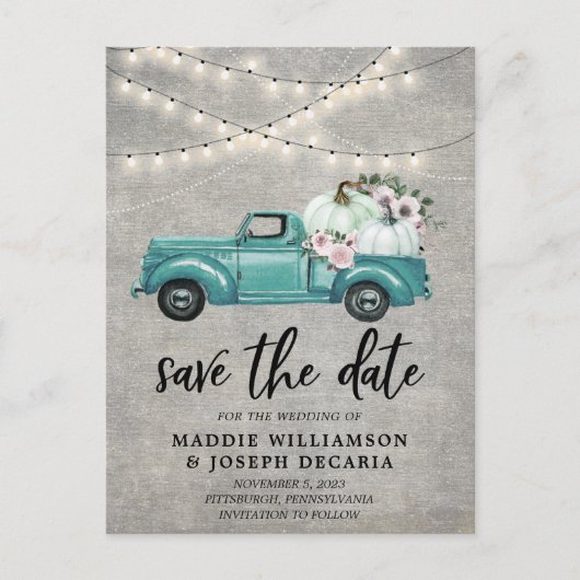 Rustige Herfst Pumpkin Floral Licht sparen de Datu Aankondigingskaart (Voorkant)