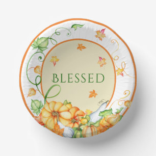 Rustige Herfst Pumpkin Floral Thanksgiving zonder Papieren Kommen