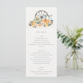 Rustige Herfst Pumpkin Leafy Floral Wheel Wedding Menu (Staand voorkant)