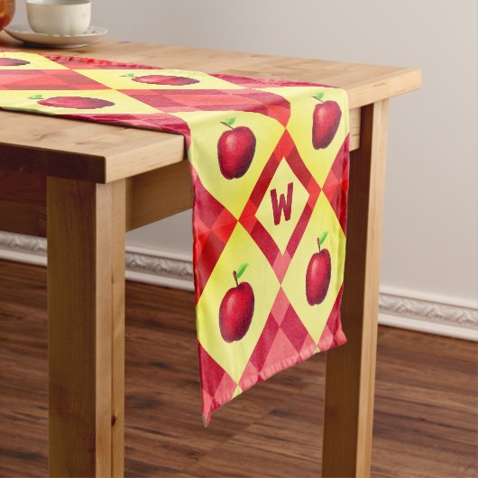 Rustige Herfst Red Apple Pattern Korte Tafelloper (Voorbeeld)