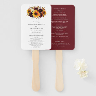 Rustige Herfst Rozen Sunflower Wedding Programme Handwaaier