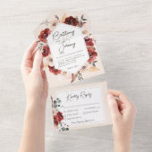 Rustige Herfst Rust Floral op Cream Dinner All In One Uitnodiging (Afscheurbaar)