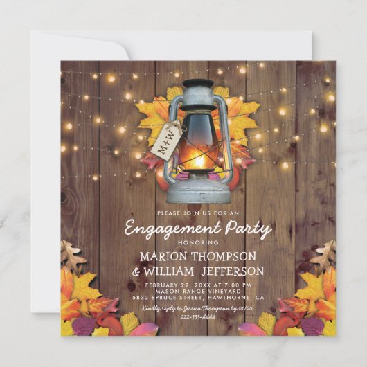 Rustige Herfst String Lights Autumn Engagement Par Kaart (Voorkant)